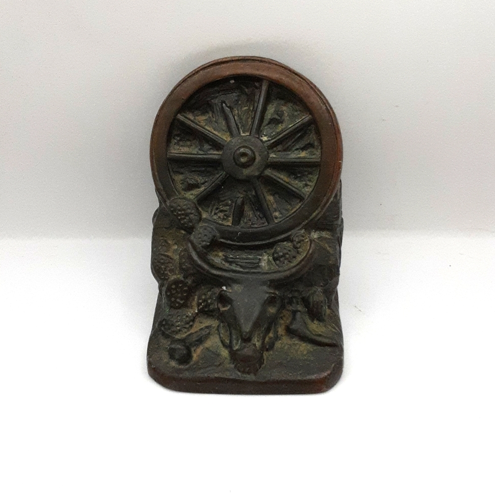 Vintage 1930s Dodge "The West" Wagon Wheel One Bookend